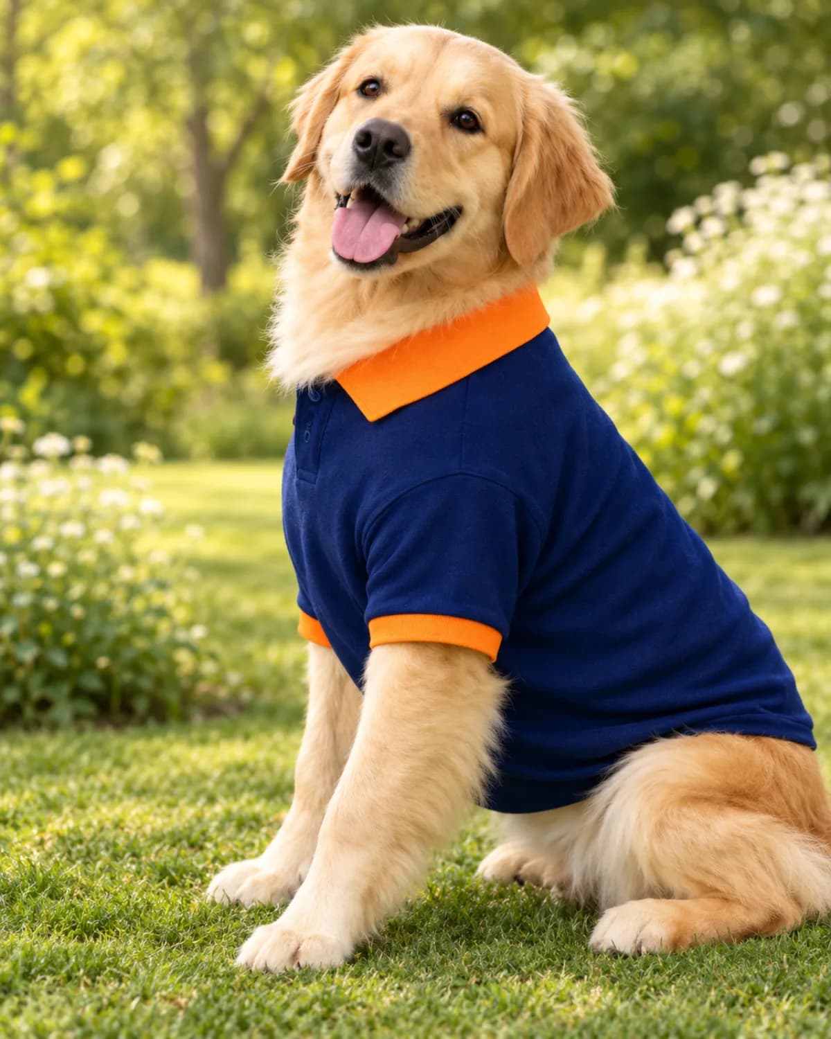 Dog wearing the Park Prefect Polo