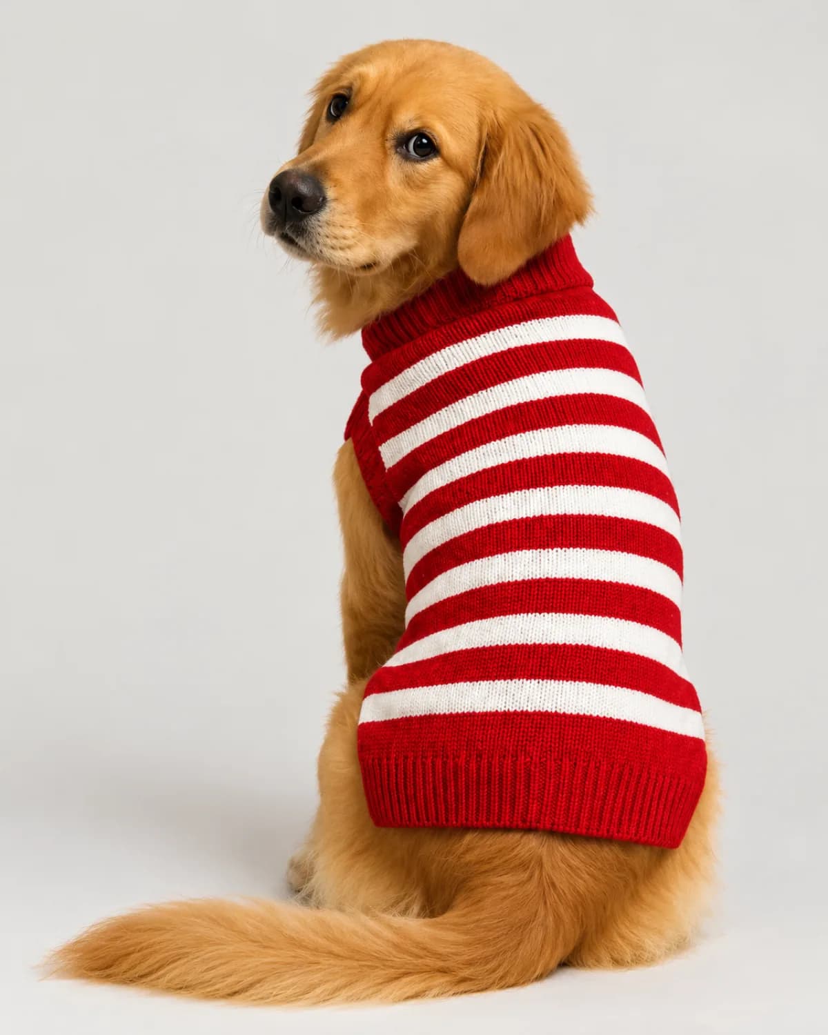 Dog wearing the Candy Cane Knit